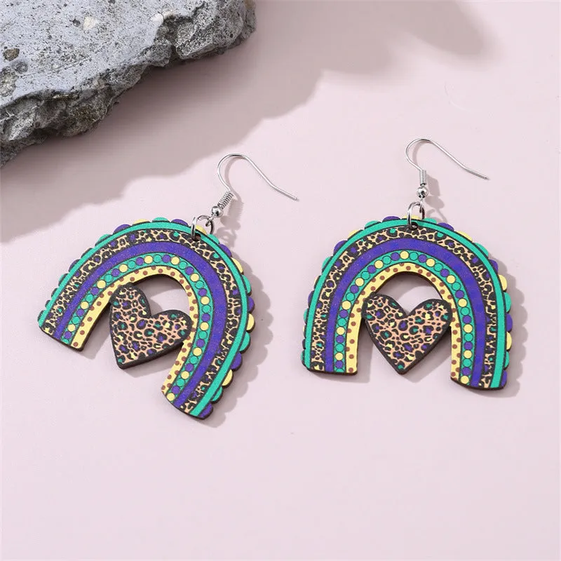 Wholesale Carnival wooden St. Patrick clown hat earrings holiday jewelry