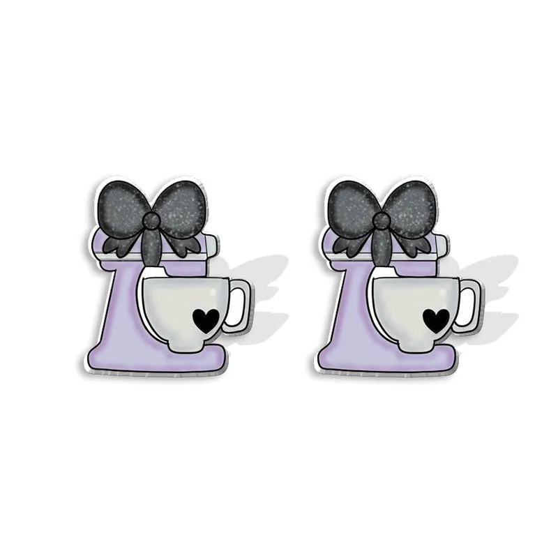 Wholesale Cartoon Coffee Machines, Cute Coffee Cups, Resin Earrings