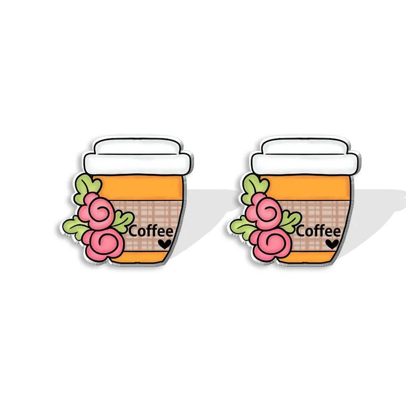 Wholesale Cartoon Coffee Machines, Cute Coffee Cups, Resin Earrings