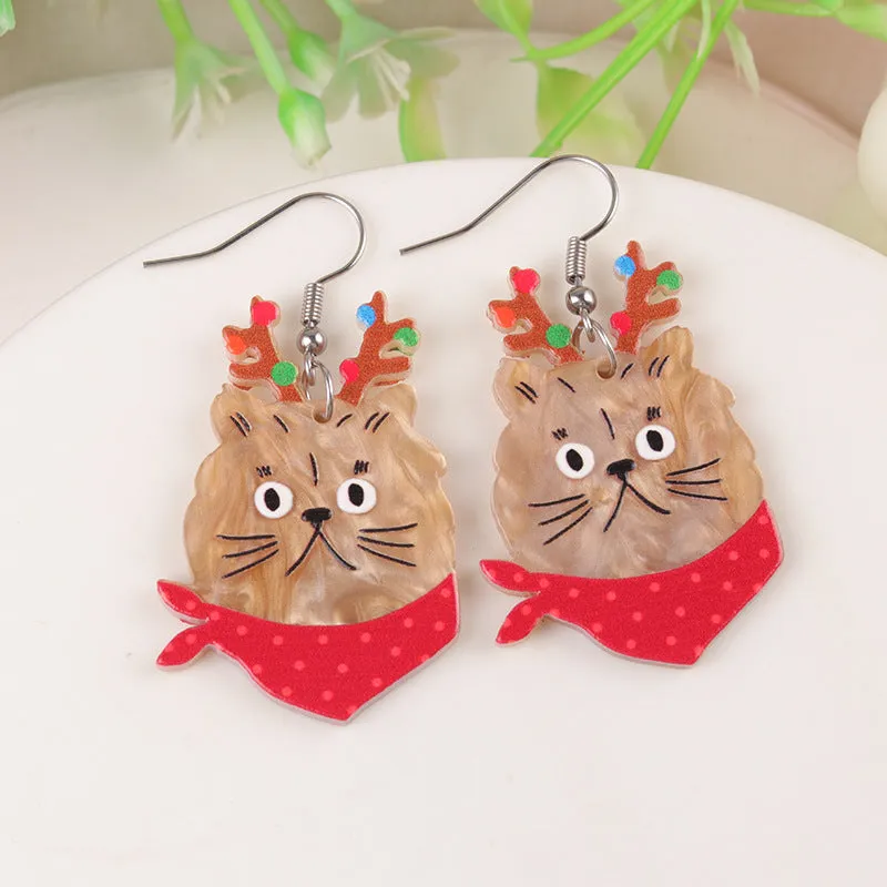 Wholesale Cartoon Creative Christmas Series Elk Gloves Acrylic Exaggerated Design Earrings