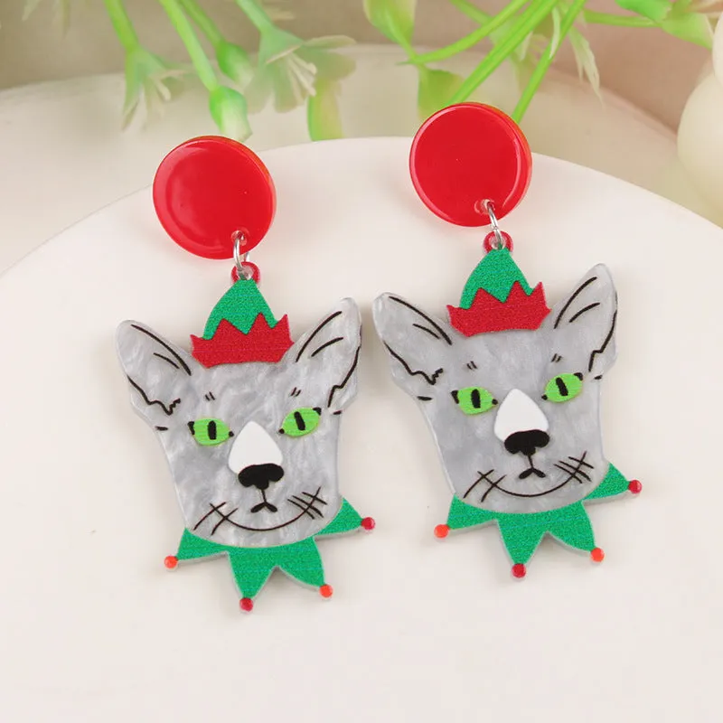 Wholesale Cartoon Creative Christmas Series Elk Gloves Acrylic Exaggerated Design Earrings