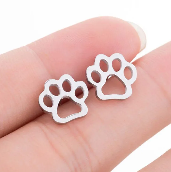 Wholesale Cat Footprints Gold Plated Alloy Ear Studs