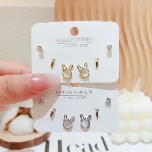 Wholesale cat's eye rabbit small fresh temperament simple sweet cute radish earrings