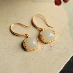 Wholesale Chinese Ancient Gold and Jade Sugar Cube Earrings Mother's Day