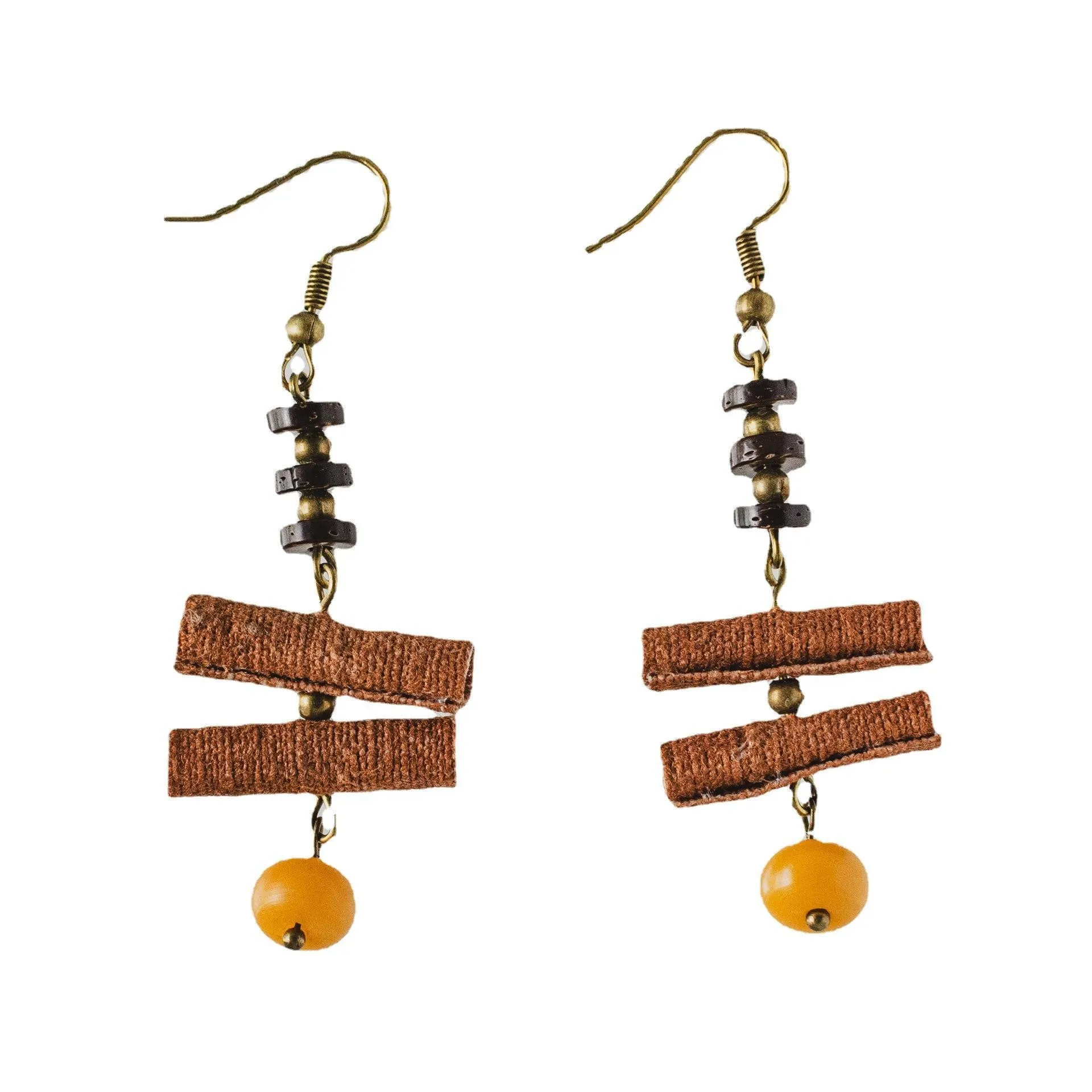 Wholesale Chinese handmade jewelry, plant dyed persimmon dyed niche design earrings