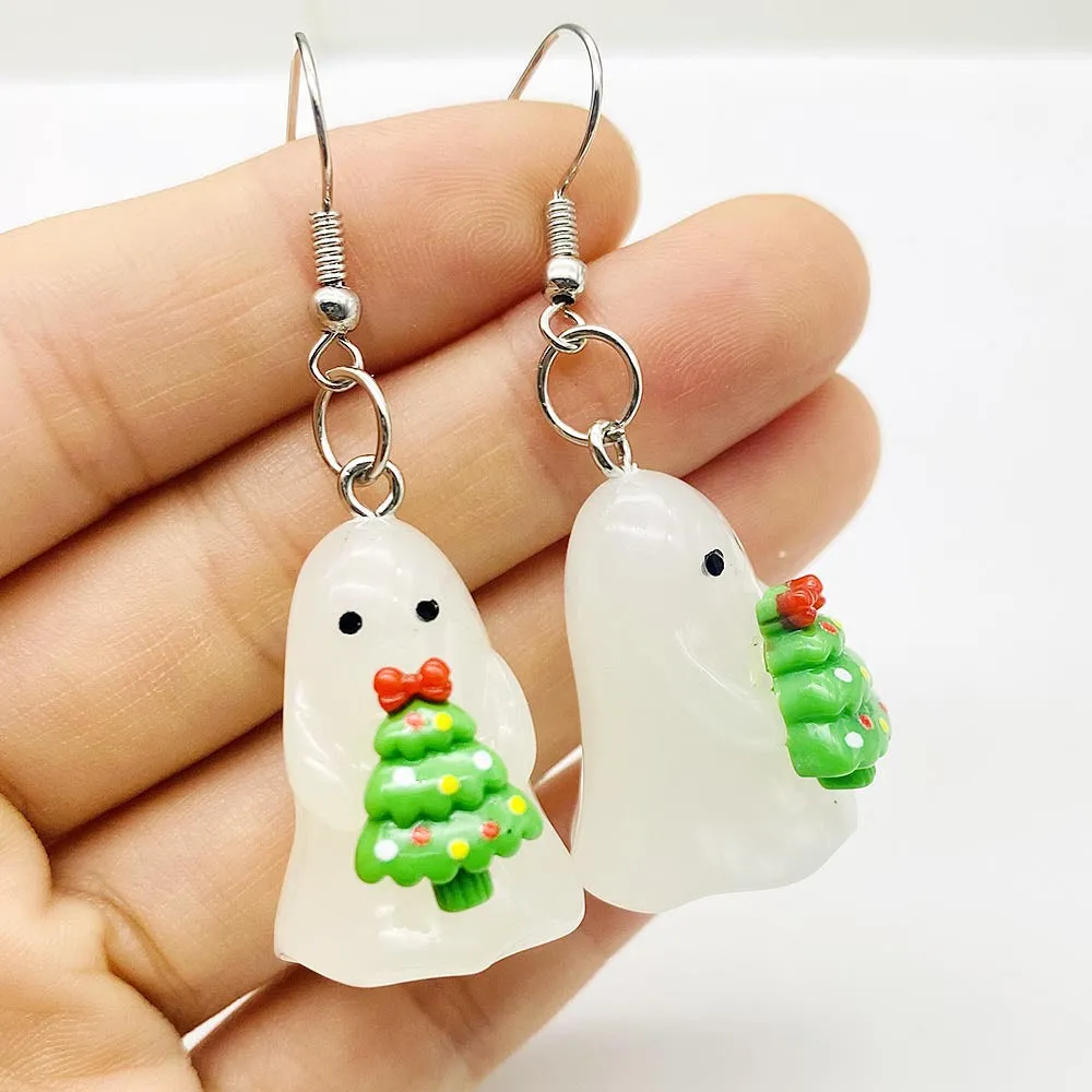 Wholesale Christmas 3D Stereoscopic Luminous Ghost Christmas Tree Santa Claus Pendant