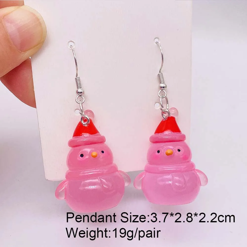 Wholesale Christmas 3D Three-dimensional Christmas Tree Snowman Resin Earrings