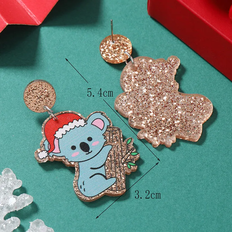 Wholesale Christmas Acrylic Cute Kitten and Koala Earrings
