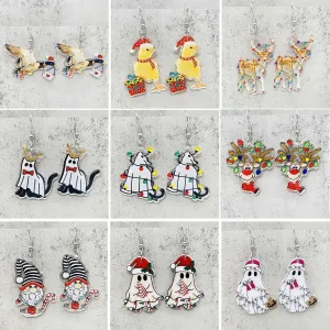 Wholesale Christmas Acrylic Lights Elk Dwarf Earrings
