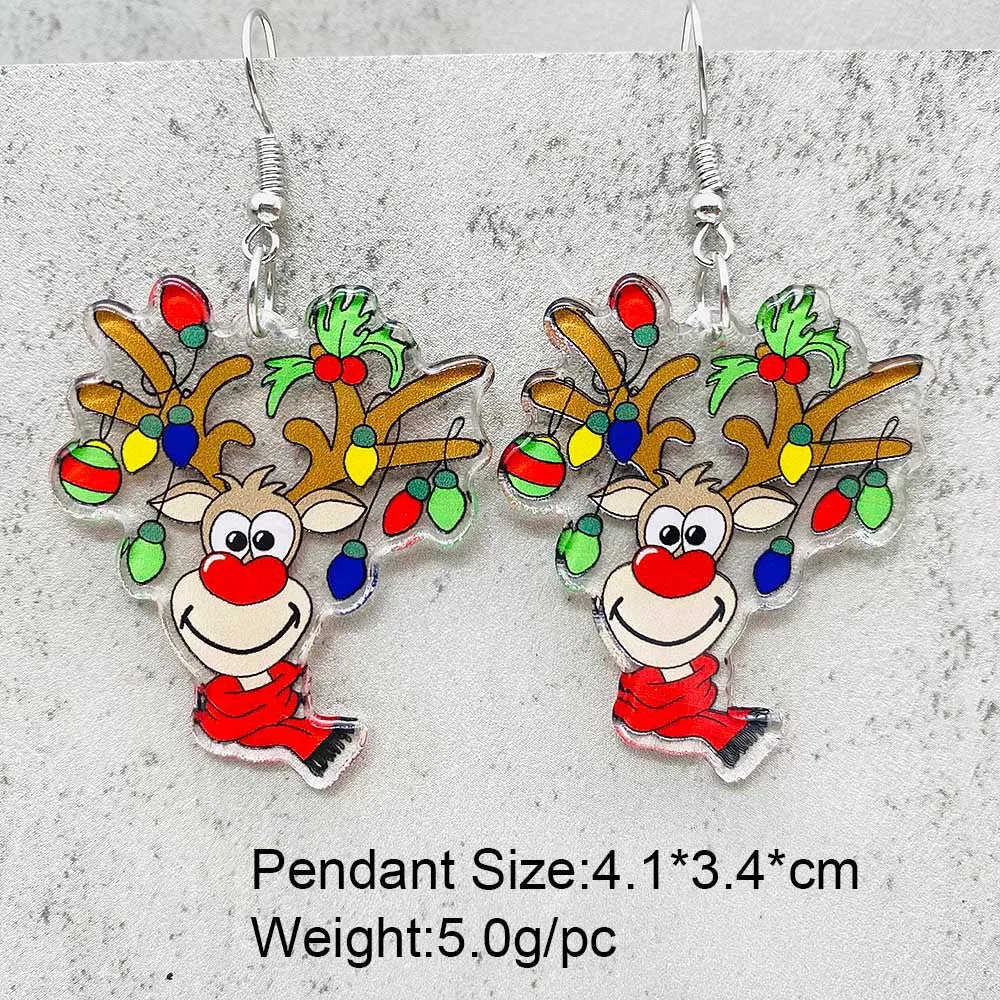 Wholesale Christmas Acrylic Lights Elk Dwarf Earrings