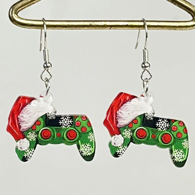 Wholesale Christmas Acrylic Red Wine Beer Party Santa Hat Lightning Boots Earrings