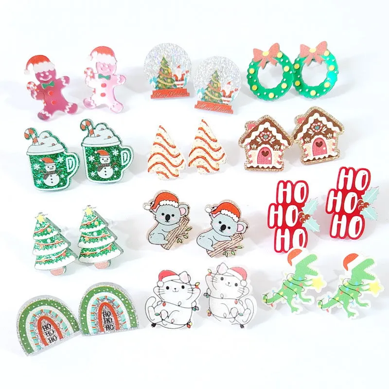 Wholesale Christmas Acrylic Stud Earrings