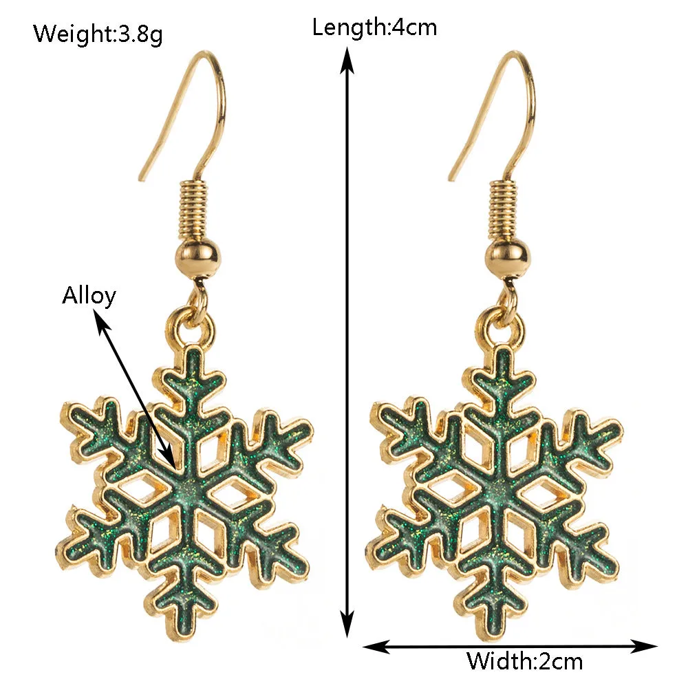 Wholesale Christmas Alloy Dripping Oil Snowflake Hollow Niche Design Sense New Year Earrings