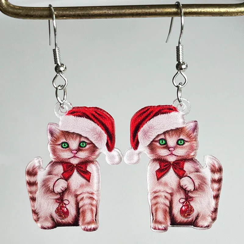 Wholesale Christmas Animal Cute Cat Rabbit Frog Western Bullhead Dog Earrings