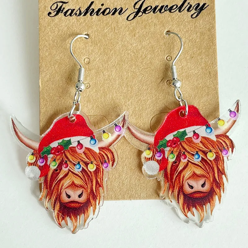 Wholesale Christmas Animal Cute Cat Rabbit Frog Western Bullhead Dog Earrings