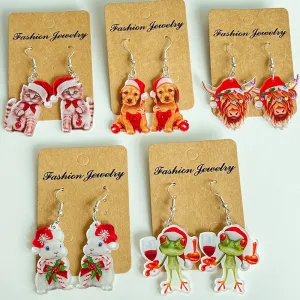 Wholesale Christmas Animal Cute Cat Rabbit Frog Western Bullhead Dog Earrings