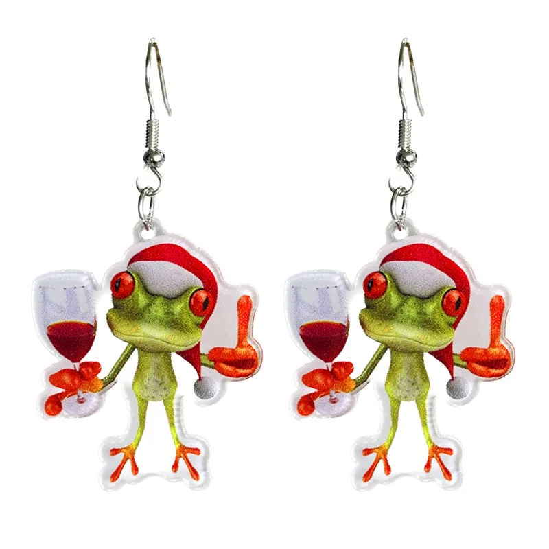 Wholesale Christmas Animal Cute Cat Rabbit Frog Western Bullhead Dog Earrings