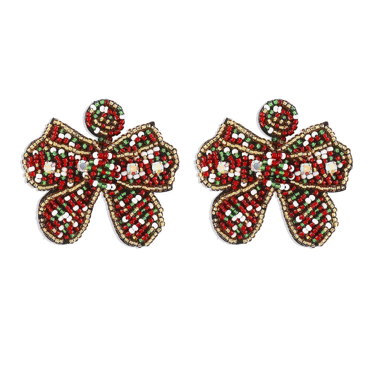 Wholesale Christmas Bohemian Bow Beaded Earrings