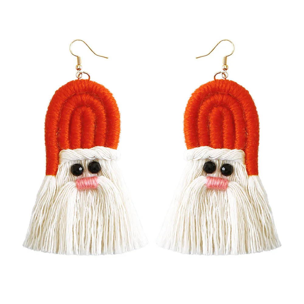 Wholesale Christmas Cartoon Bohemian Tassel Woven Handmade Earrings