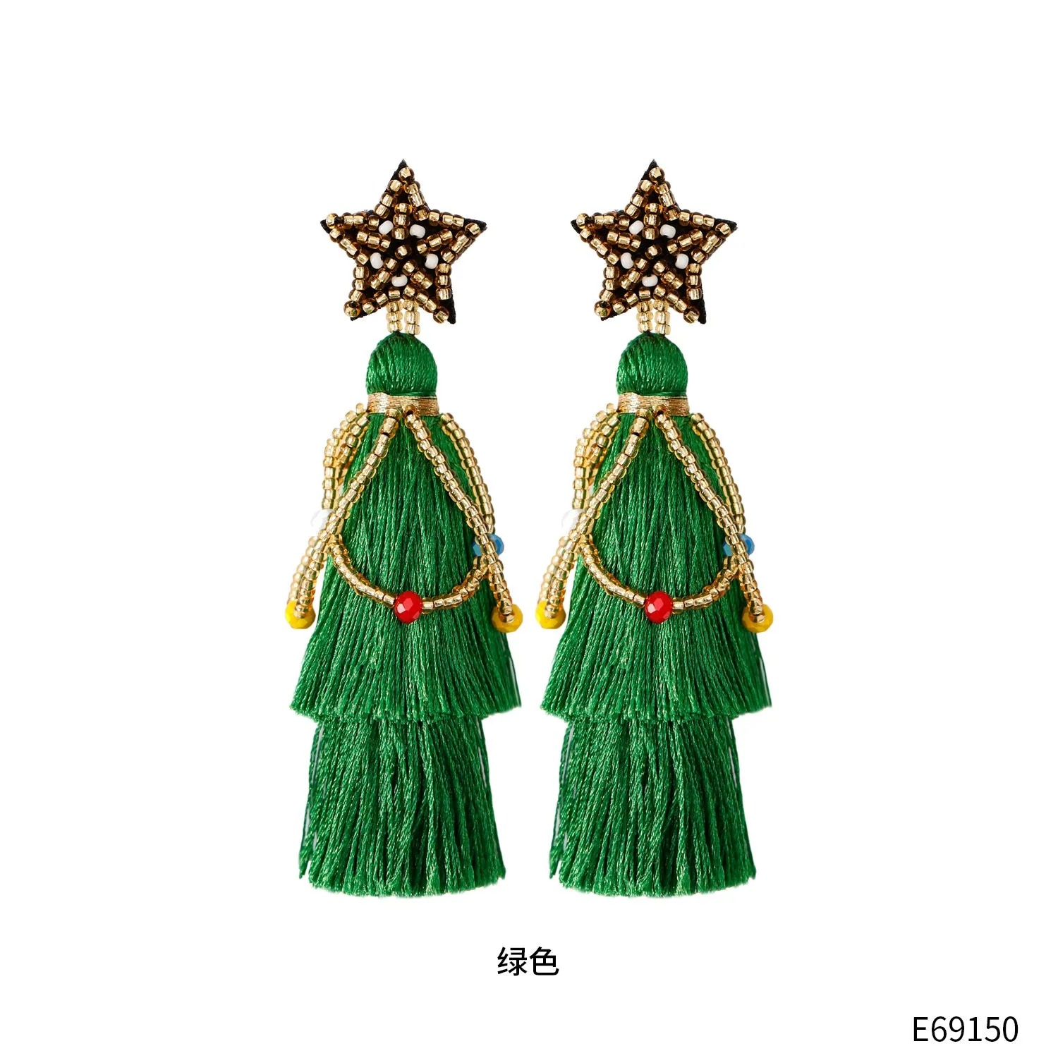 Wholesale Christmas Cartoon Bohemian Tassel Woven Handmade Earrings