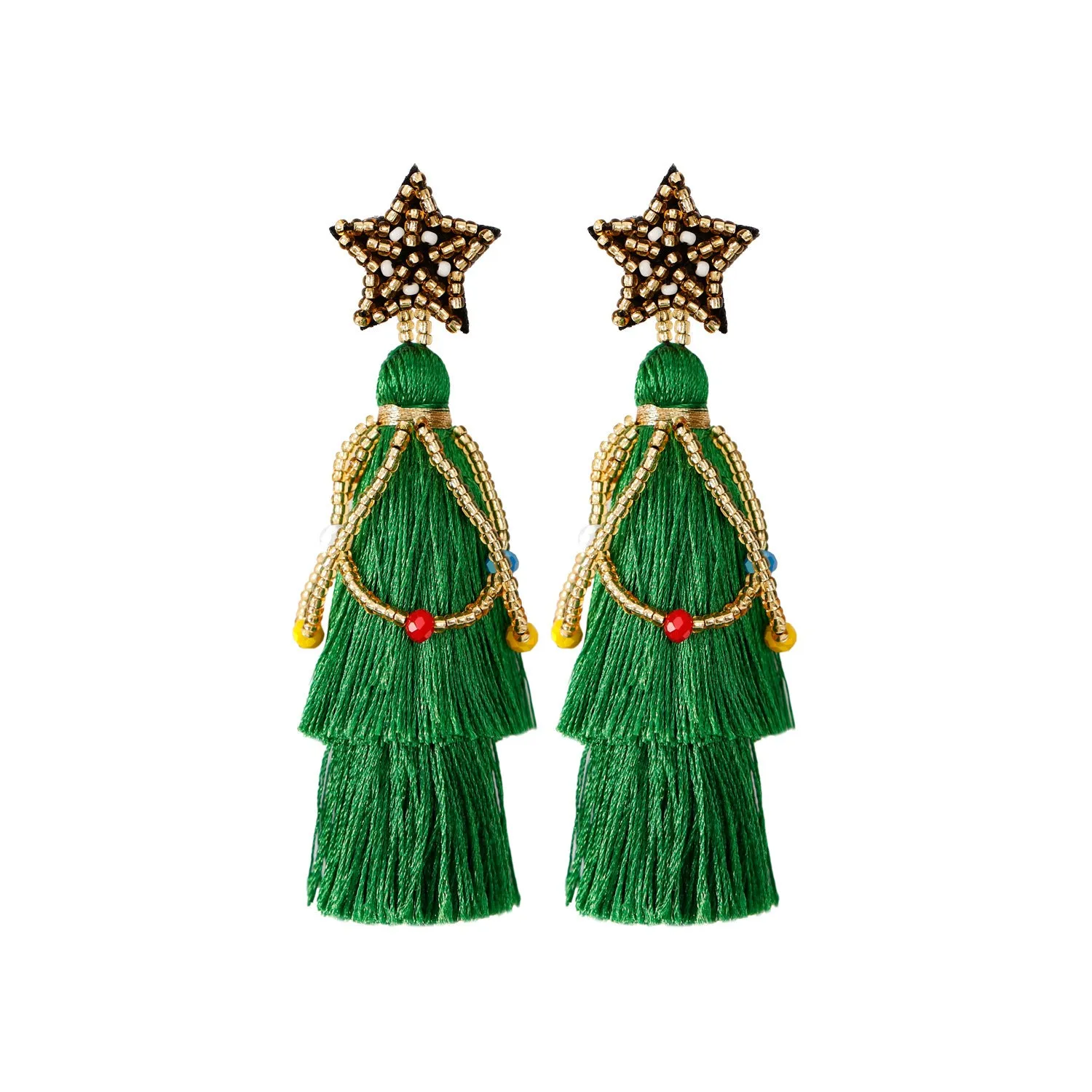 Wholesale Christmas Cartoon Bohemian Tassel Woven Handmade Earrings