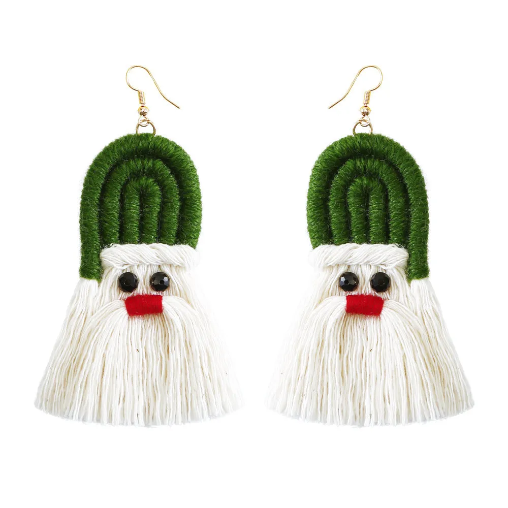 Wholesale Christmas Cartoon Bohemian Tassel Woven Handmade Earrings