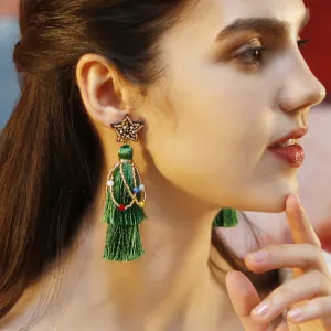 Wholesale Christmas Cartoon Bohemian Tassel Woven Handmade Earrings