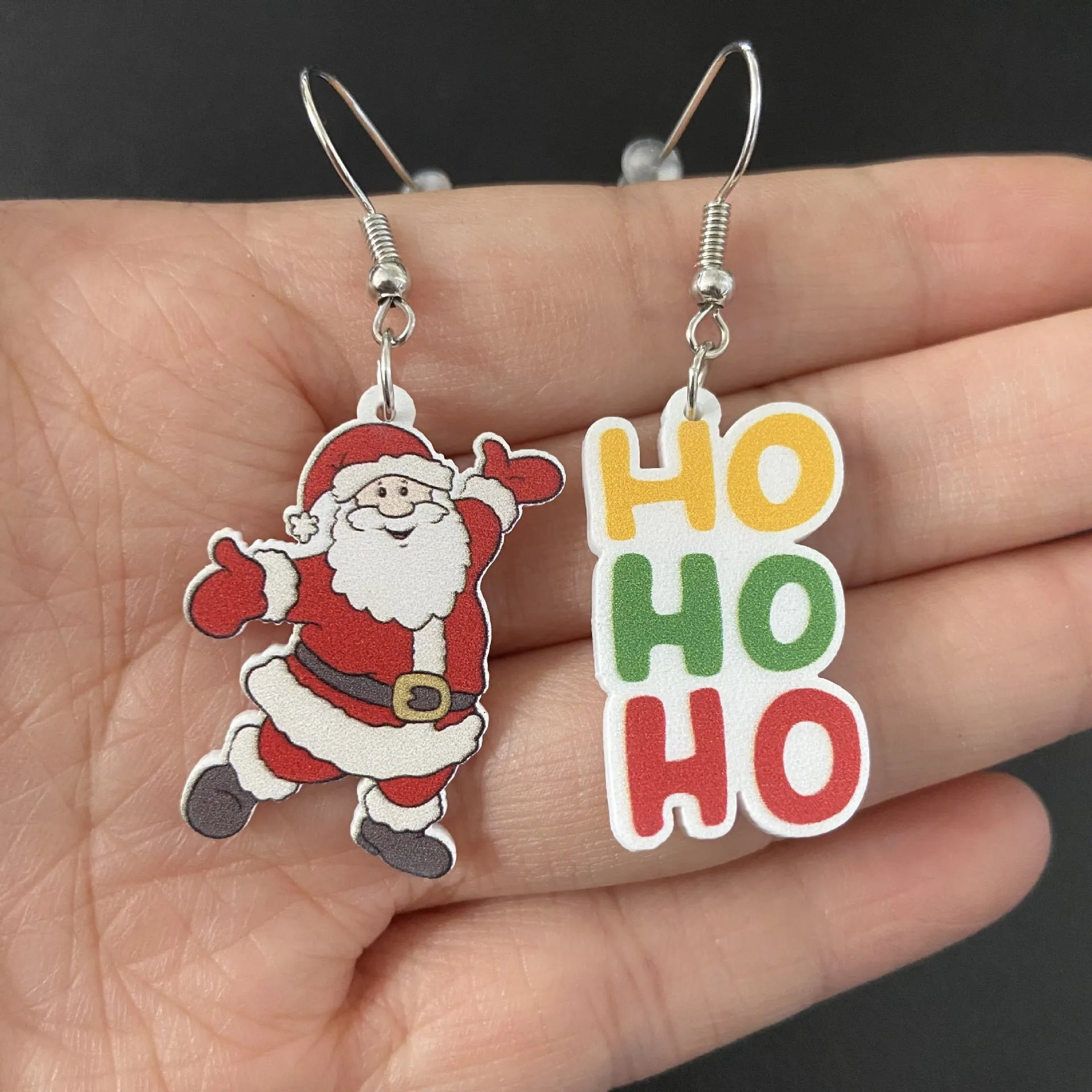 Wholesale Christmas Cartoon Christmas Tree Elk Cow Yak Kitten Stove Flamingo Rainbow Earrings