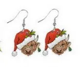 Wholesale Christmas Cartoon Christmas Tree Elk Cow Yak Kitten Stove Flamingo Rainbow Earrings