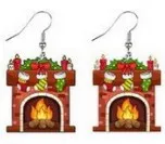 Wholesale Christmas Cartoon Christmas Tree Elk Cow Yak Kitten Stove Flamingo Rainbow Earrings
