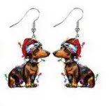 Wholesale Christmas Cartoon Christmas Tree Elk Cow Yak Kitten Stove Flamingo Rainbow Earrings
