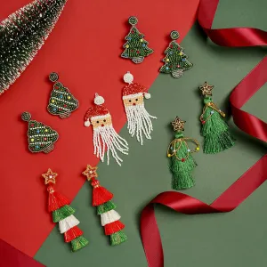 Wholesale Christmas Claus Cartoon Man Logistics Sumi Bead Earrings