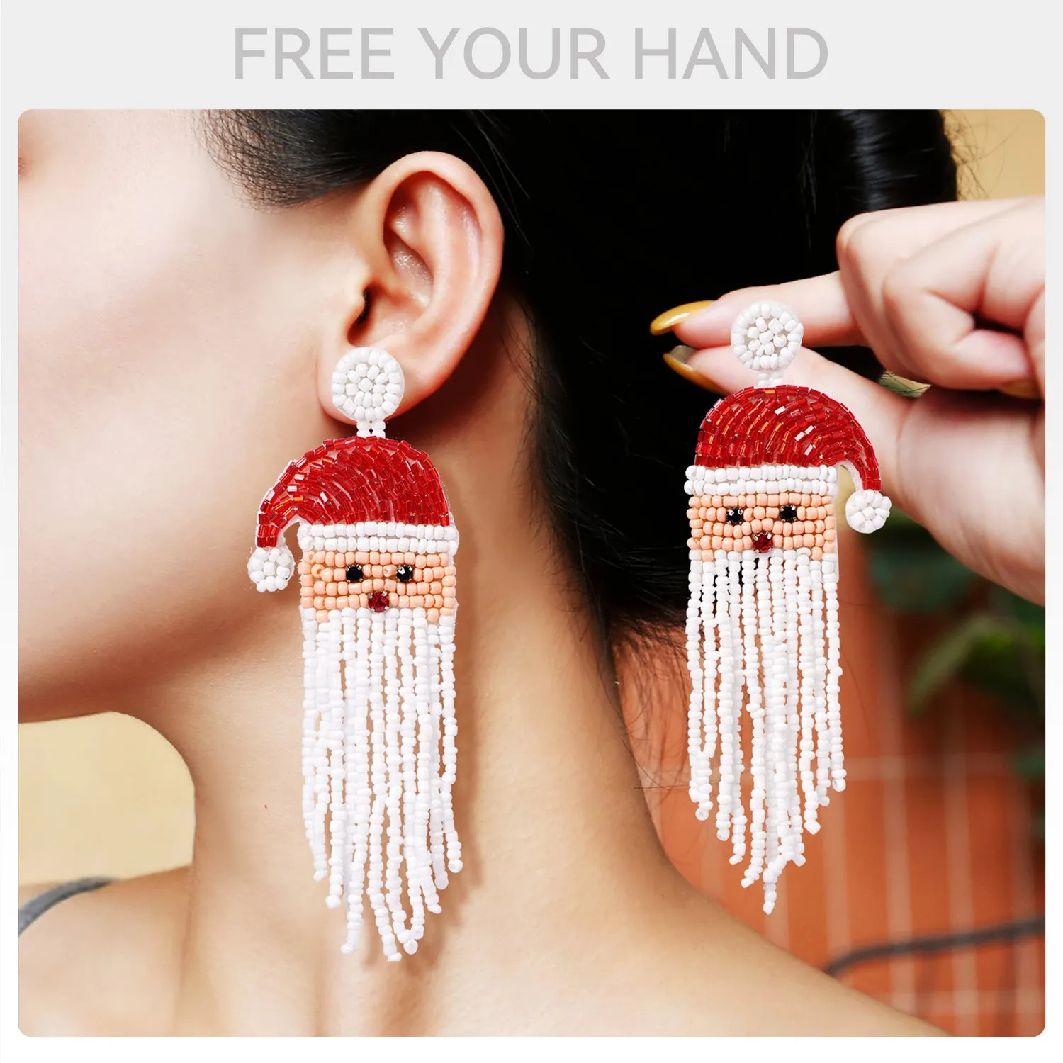 Wholesale Christmas Claus Cartoon Man Logistics Sumi Bead Earrings