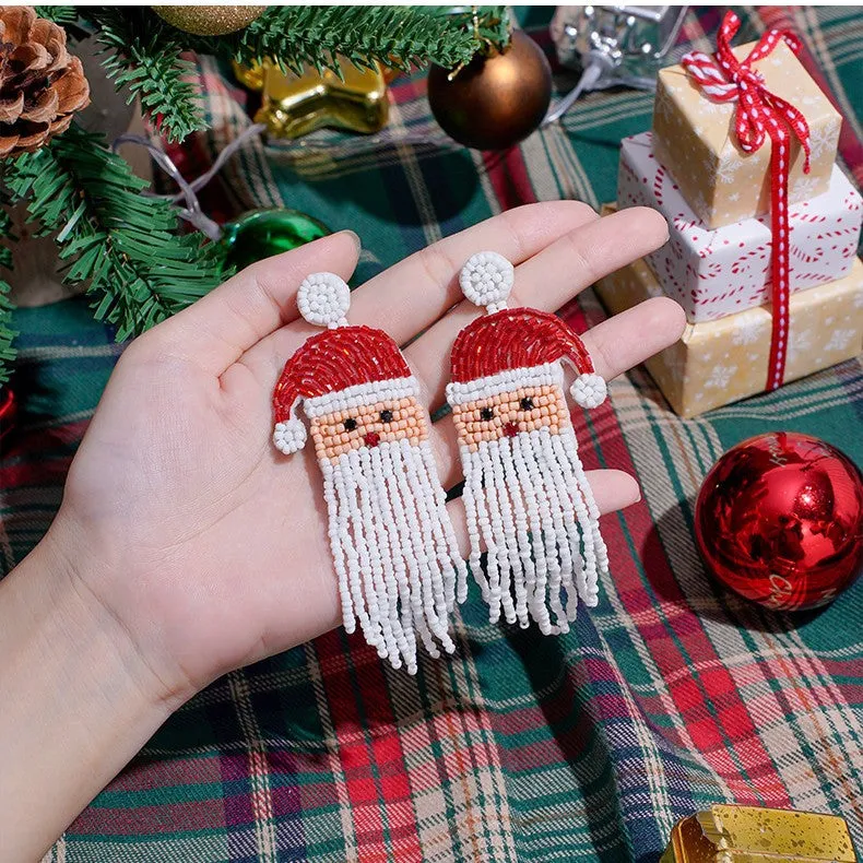 Wholesale Christmas Claus Cartoon Man Logistics Sumi Bead Earrings