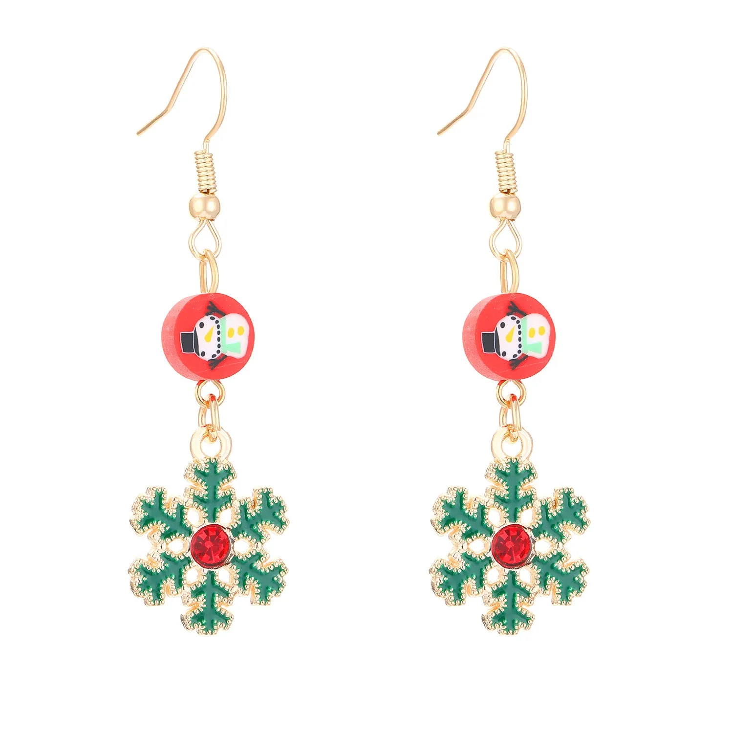 Wholesale Christmas Claus Snowflake Bow Flower Wreath Earrings