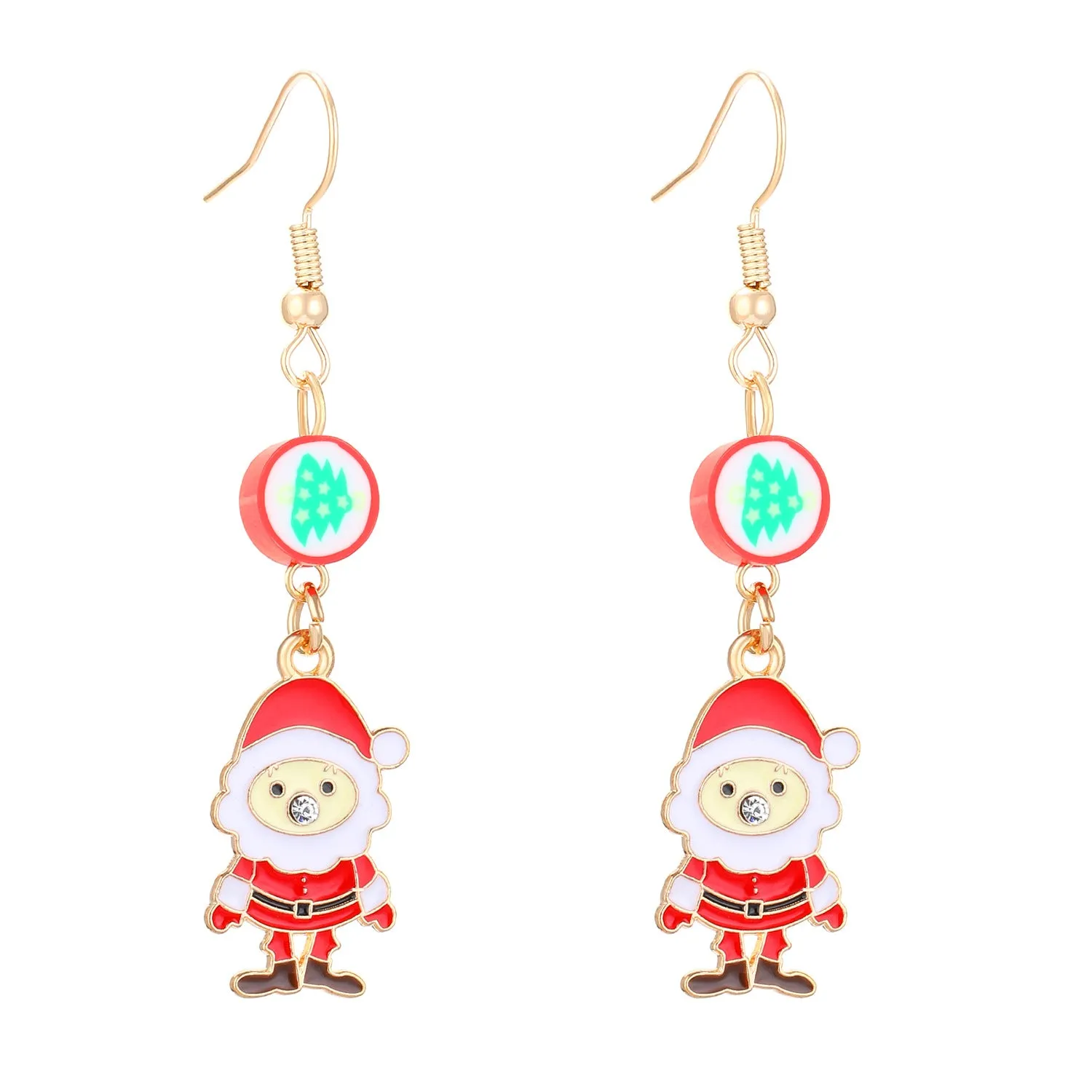 Wholesale Christmas Claus Snowflake Bow Flower Wreath Earrings