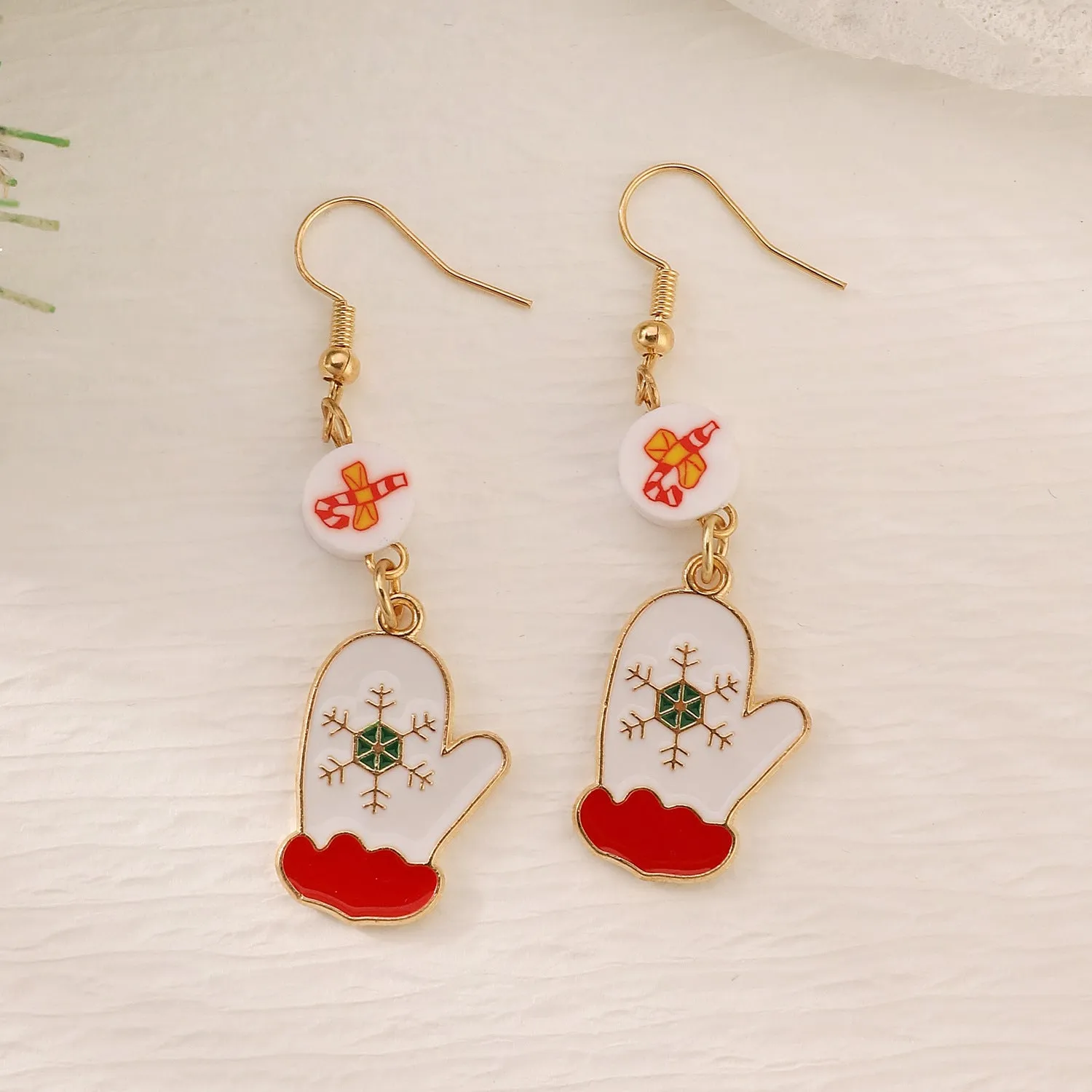 Wholesale Christmas Claus Snowflake Bow Flower Wreath Earrings