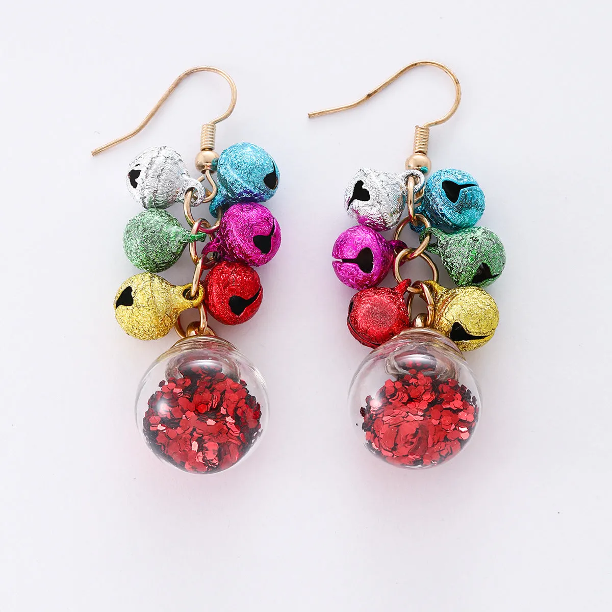 Wholesale Christmas Color Earrings Fashion All-match Creative Simple Multi-color Bell Tassel Earrings Christmas Carnival Earrings