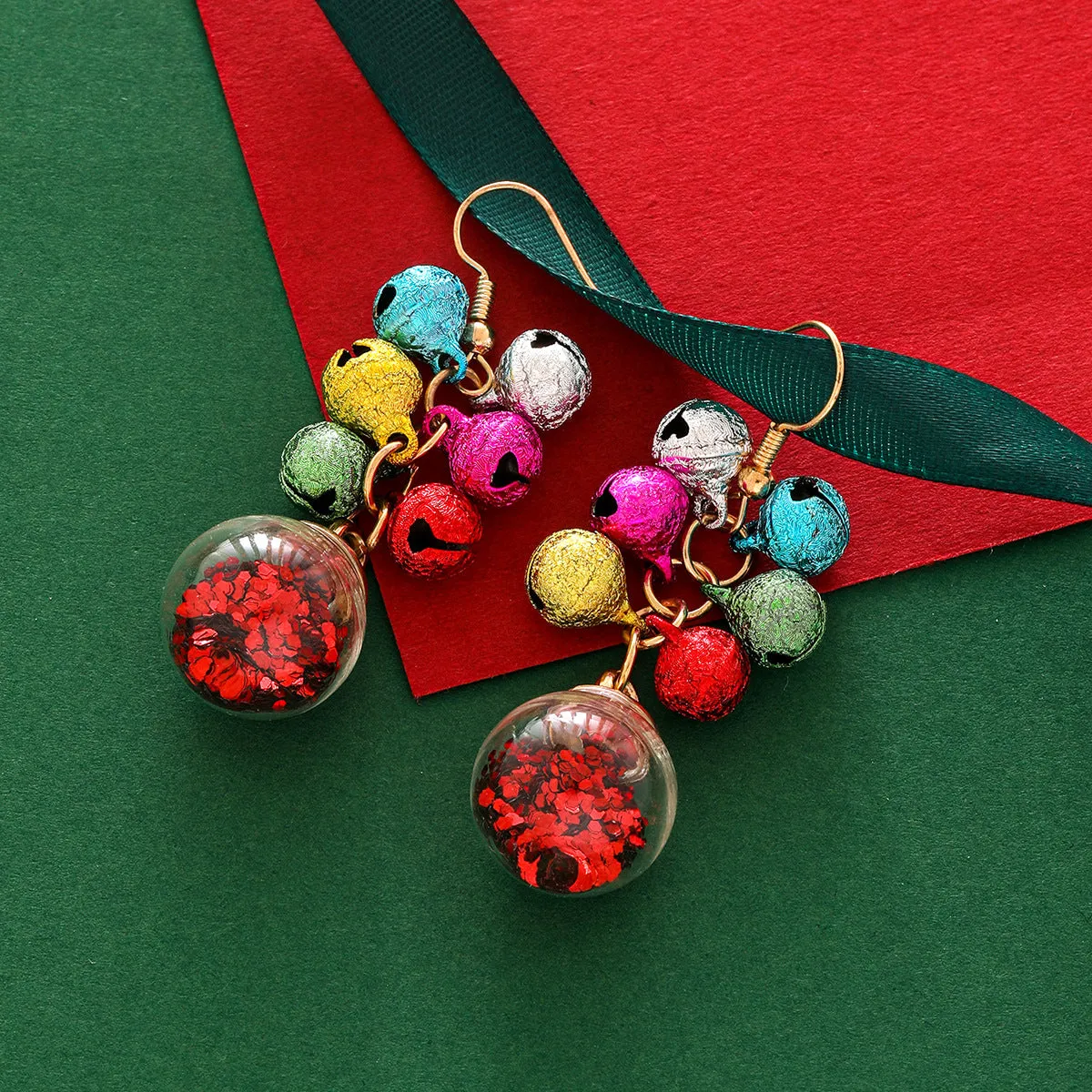 Wholesale Christmas Color Earrings Fashion All-match Creative Simple Multi-color Bell Tassel Earrings Christmas Carnival Earrings