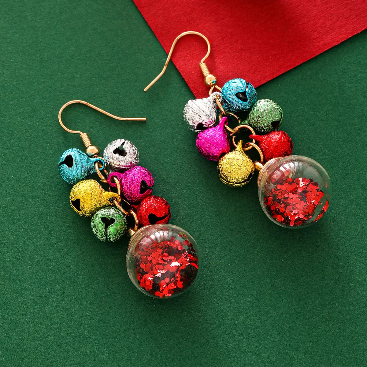 Wholesale Christmas Color Earrings Fashion All-match Creative Simple Multi-color Bell Tassel Earrings Christmas Carnival Earrings
