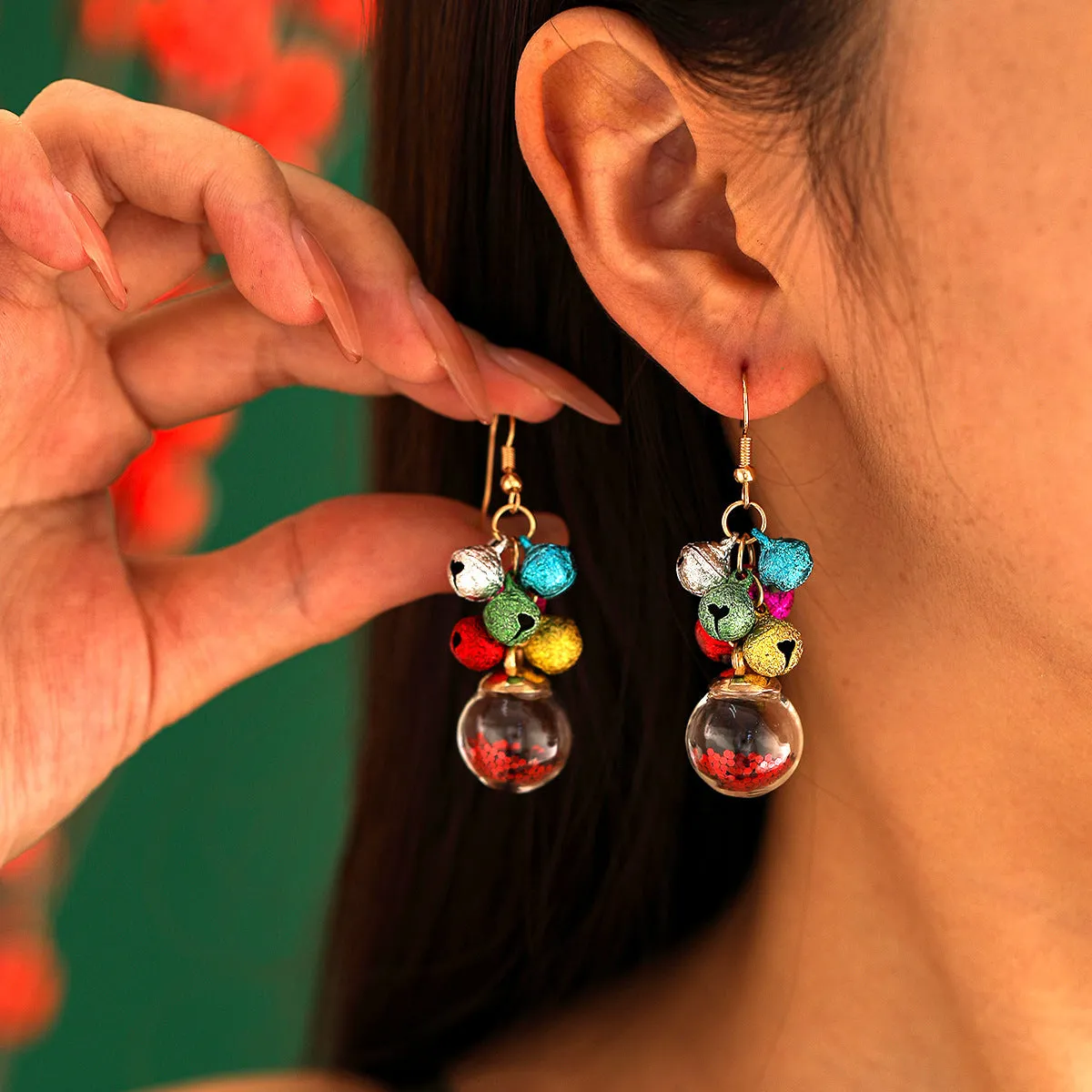 Wholesale Christmas Colorful All-match Creative Simple Multi-color Bell Tassel Carnival Earrings