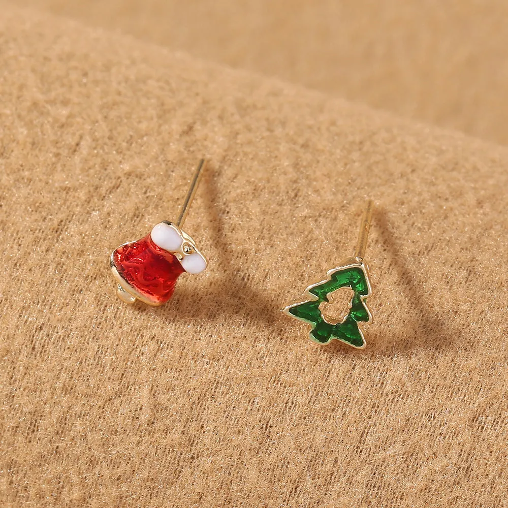 Wholesale Christmas Colorful Mini Gloves Christmas Tree Stud Earrings