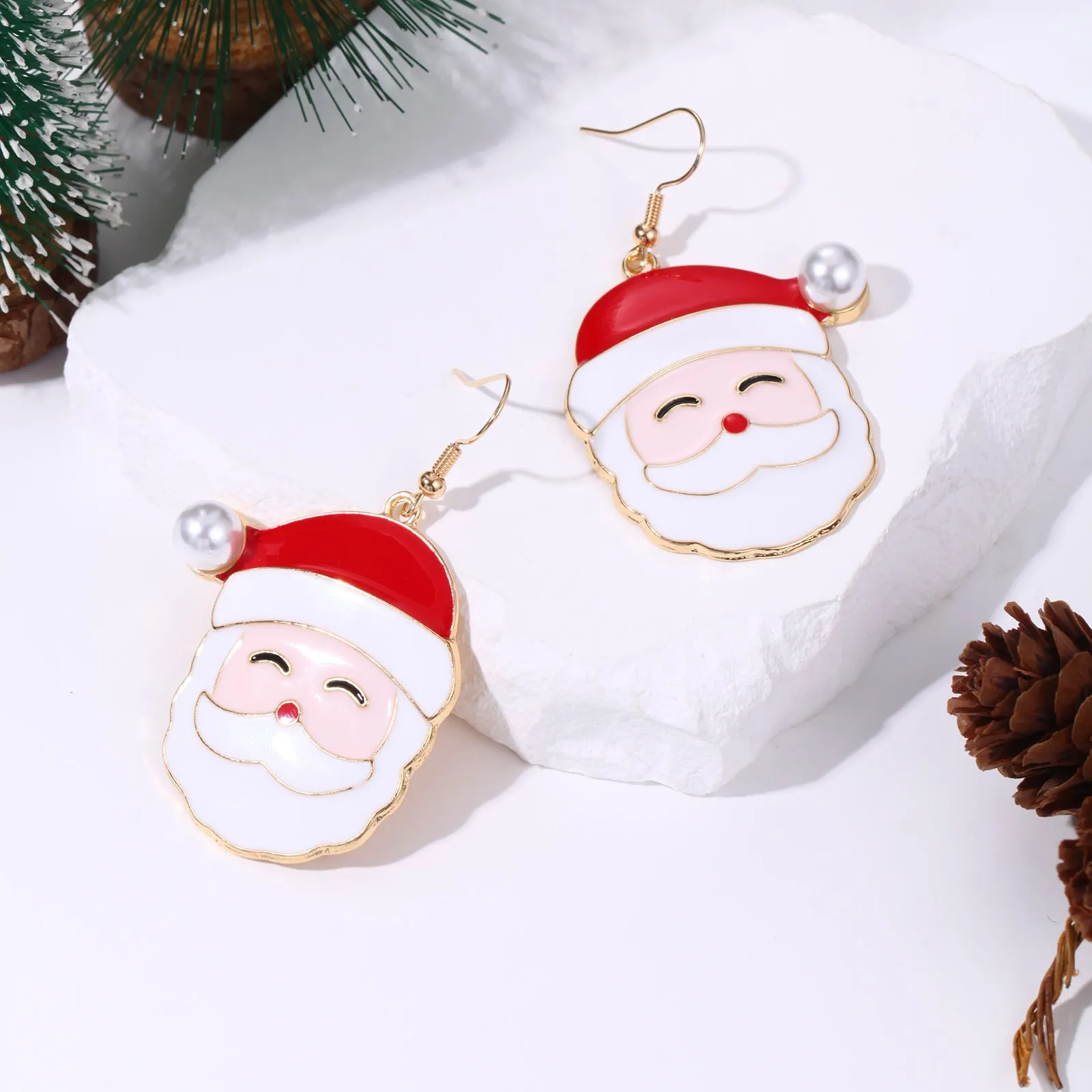 Wholesale Christmas Creative Cartoon Cute Alloy Santa Claus Earrings