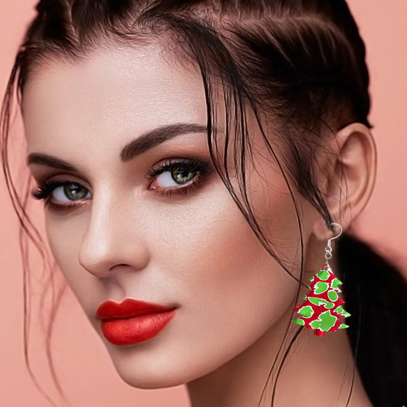 Wholesale Christmas Creative Christmas Tree Shape Colorful Design Acrylic Earrings