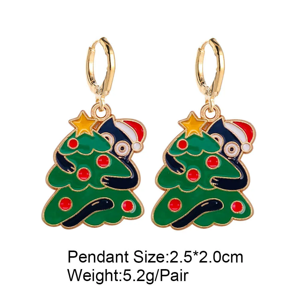 Wholesale Christmas Cute Lights Cat Christmas Tree Alabaster Earrings
