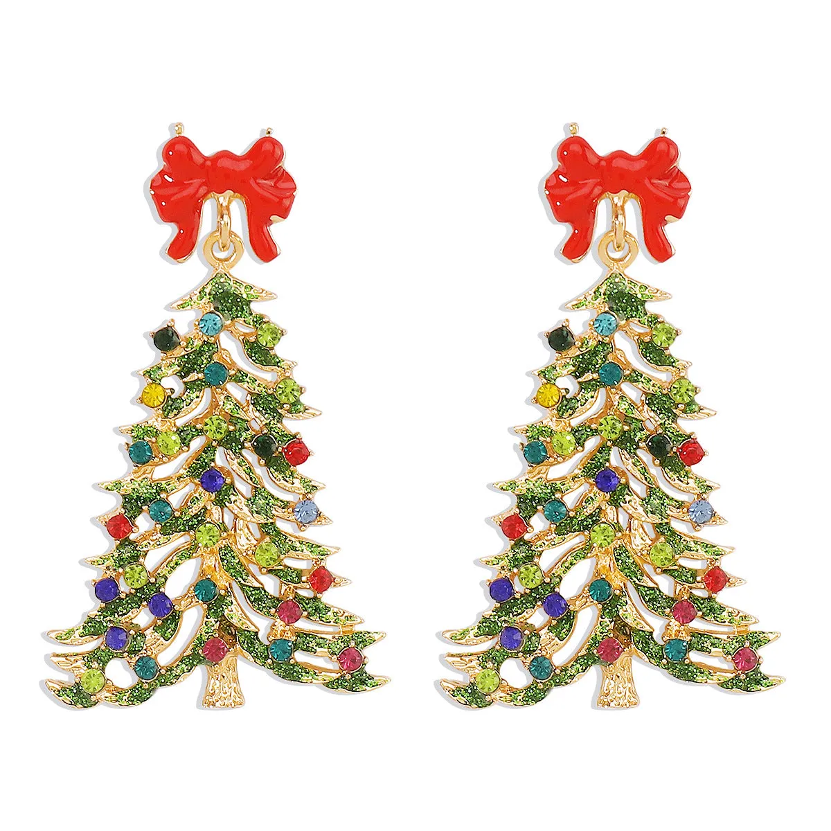Wholesale Christmas Diamond Pearl Christmas Tree Star Earrings