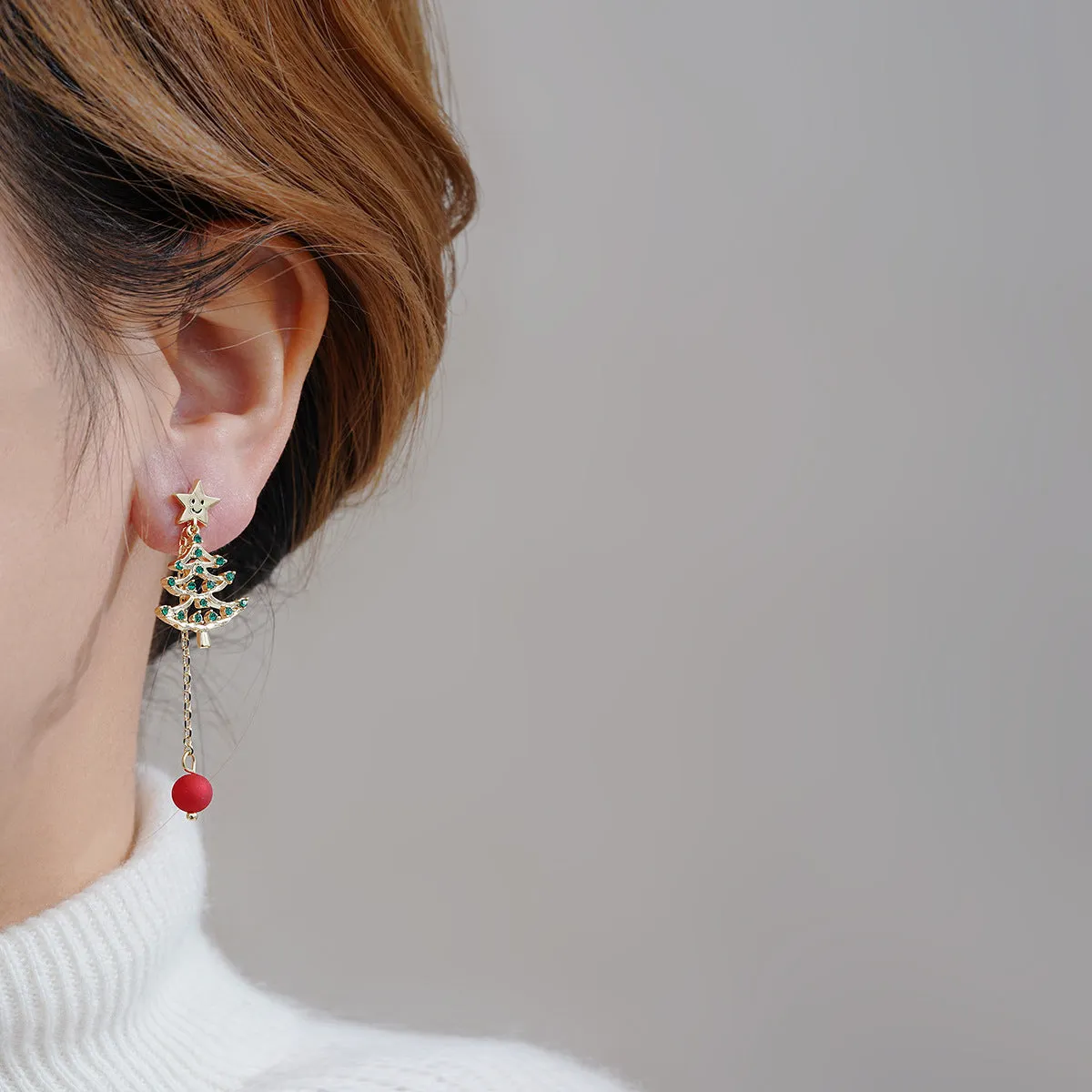 Wholesale Christmas Earrings Green Stud Earrings