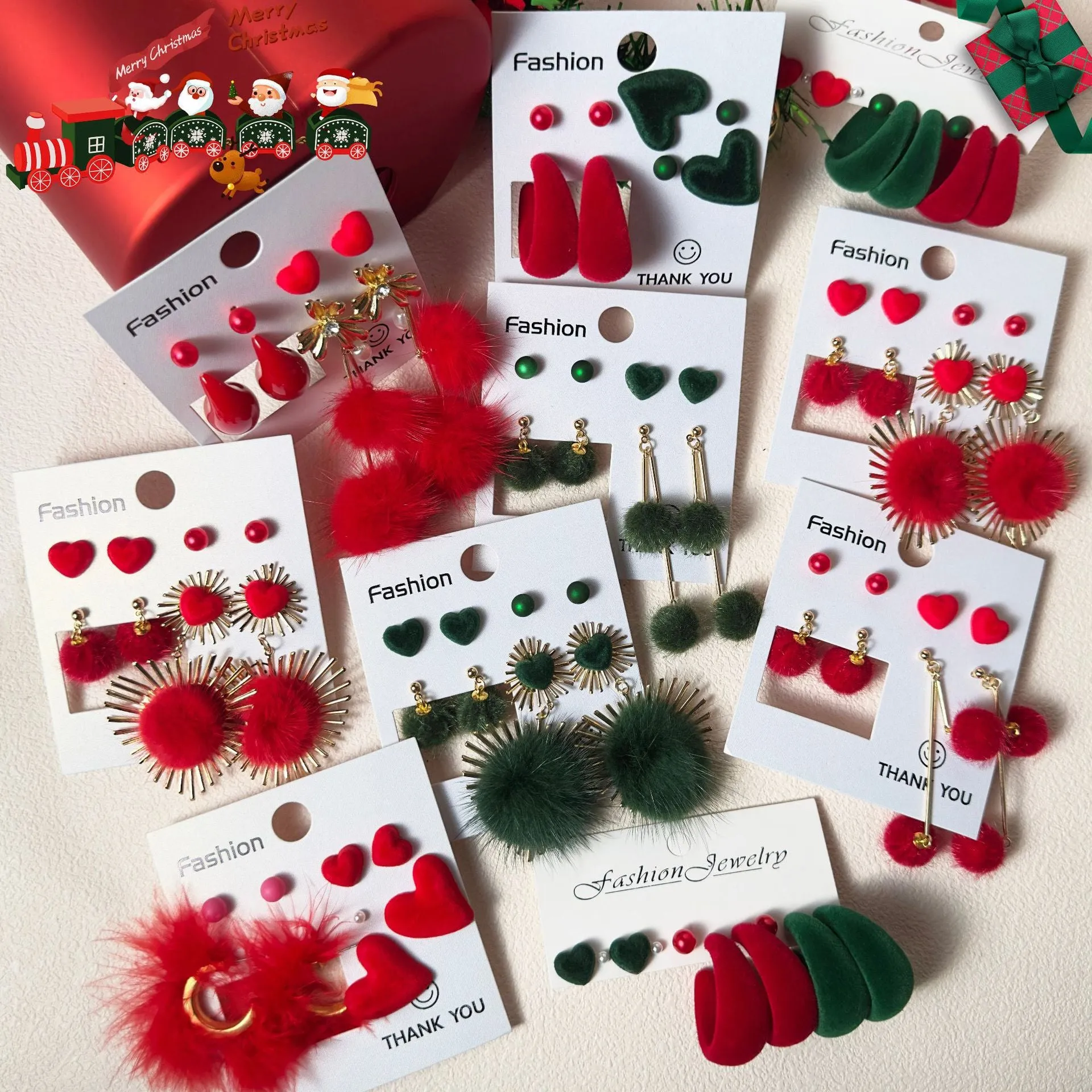 Wholesale Christmas Earrings Plush Love Stud Earring Set