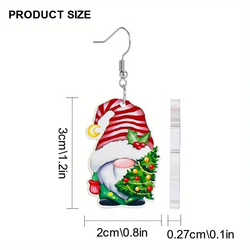 Wholesale Christmas Elk Christmas Tree Dwarf Santa Claus Pendant Earrings