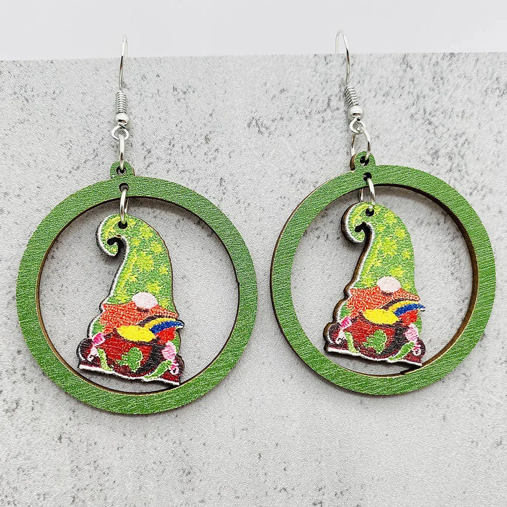Wholesale Christmas Elk Dwarf Splice Wooden Earrings